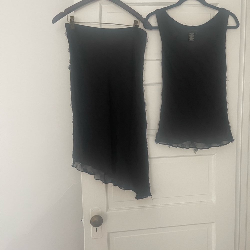 BCBG two piece black silk skirt and tank